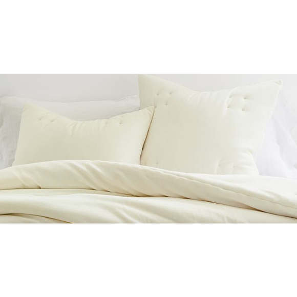 New Pottery Barn Knit Velvet Standard Shams in Ivory - Picture 4 of 4